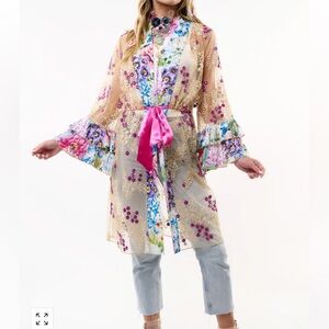 NWT ARATTA IBIZA EMBELLISHED MESH KIMONO